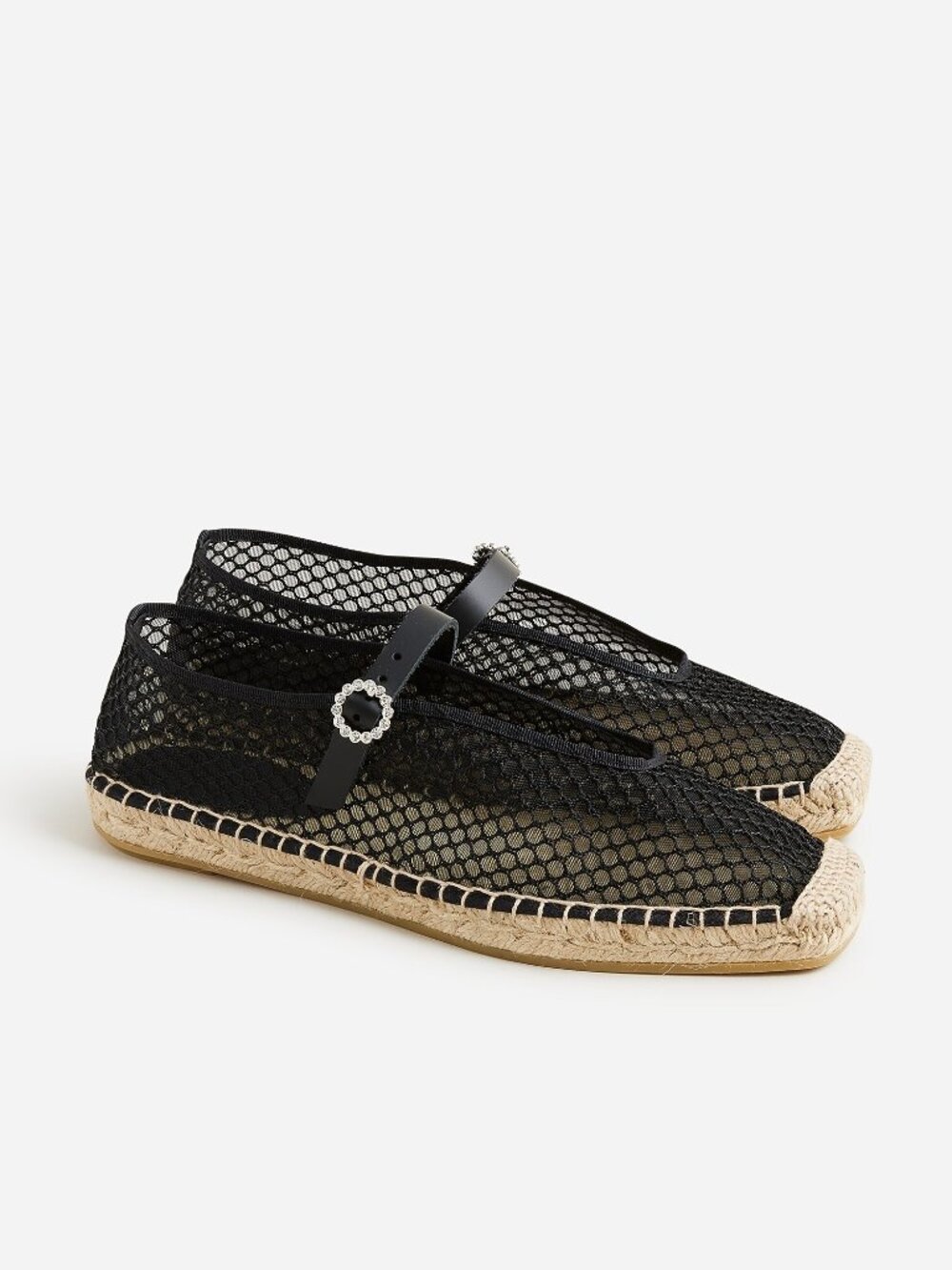 J.Crew Black Made-in-Spain Mary Jane Espadrilles In Mesh Size 9 NWT